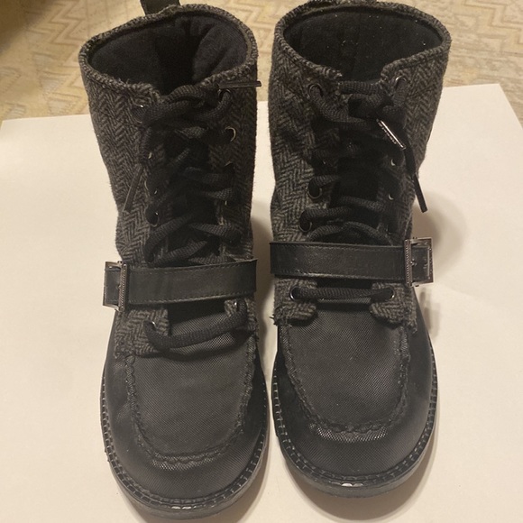 POLO RALPH LAUREN COMBAT BLACK AND GRAY BOOTS SIZE 6 - Picture 12 of 16